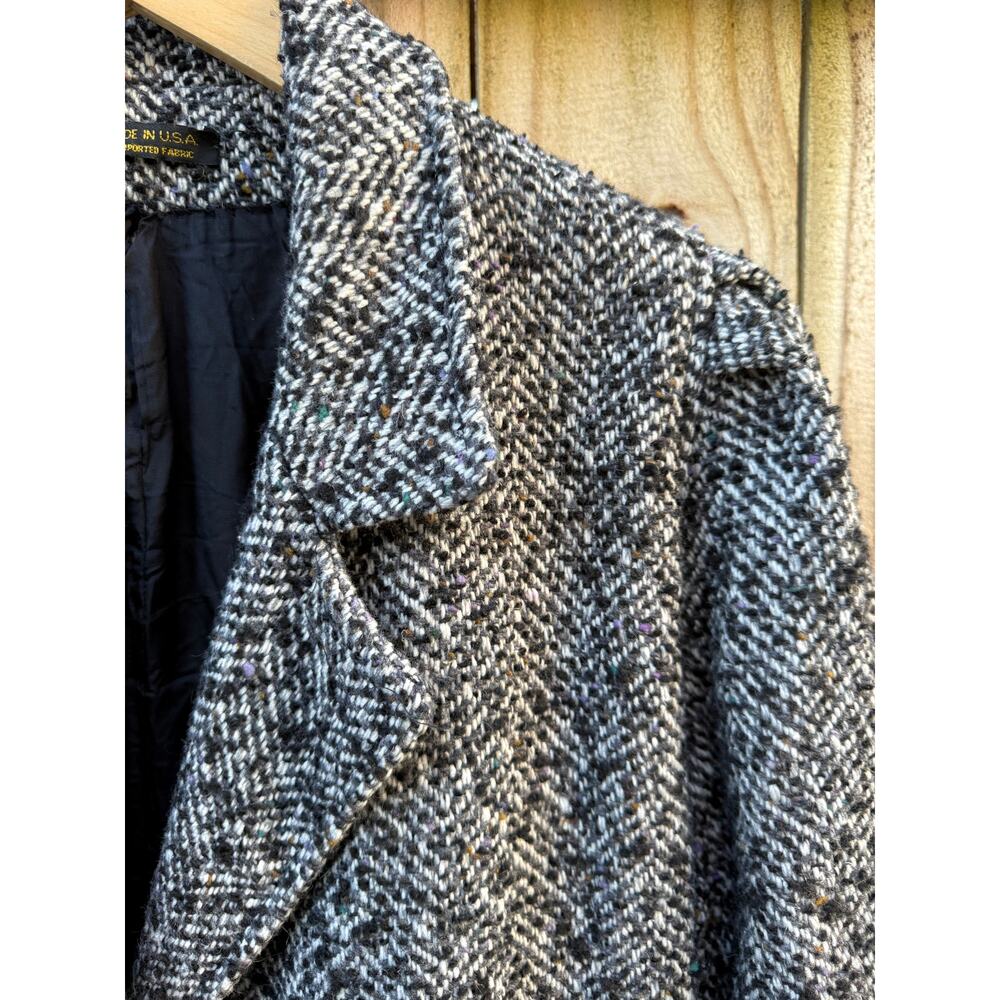 Vintage Longline Wool Tweed Coat Oversized - Picture 9 of 9